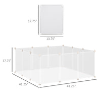 Pawhut Pet Playpen Diy Small Animal Cage Open Enclosure Portable Plastic Fence 12 Panels For Bunny Chinchilla Guinea Pig White, 18" X 14" White Steel