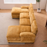 U Shaped Profile Sofa, Including Two Single Seats And Two Chaise, Modular Sofa, Chenille Sofa,Yellow Yellow Foam Polyester 4 Seat