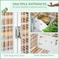 Pawhut 55" Large Parrot Cage With Toy Hooks Above Top Bird Perch, Tray, Food Cups, Rolling Stand, Bird Cage For Cockatiels, Parakeets, Lovebirds White Steel