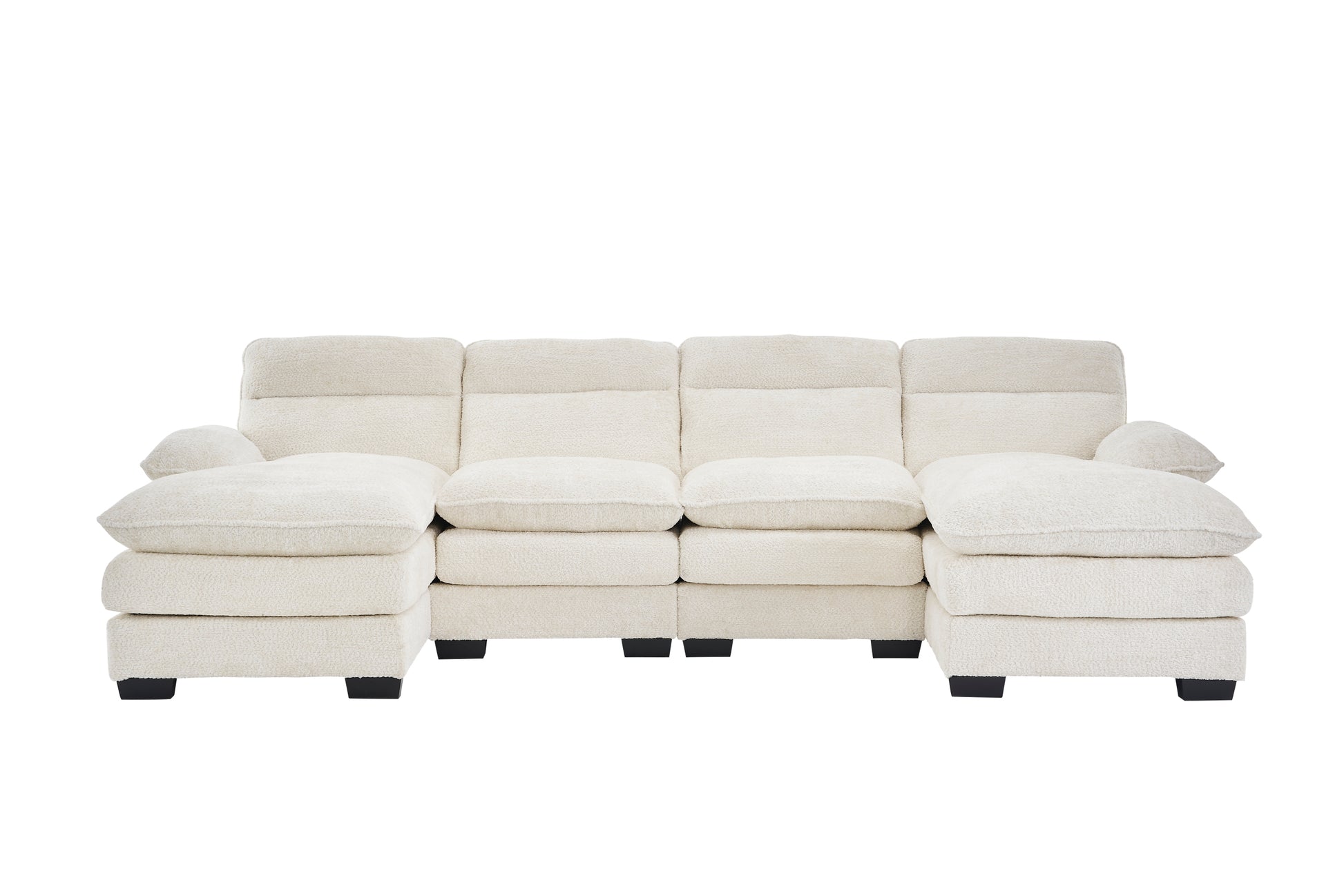 U Shaped Profile Sofa, Including Two Single Seats And Two Chaise, Modular Sofa, Chenille Sofa,White White Foam Polyester 4 Seat