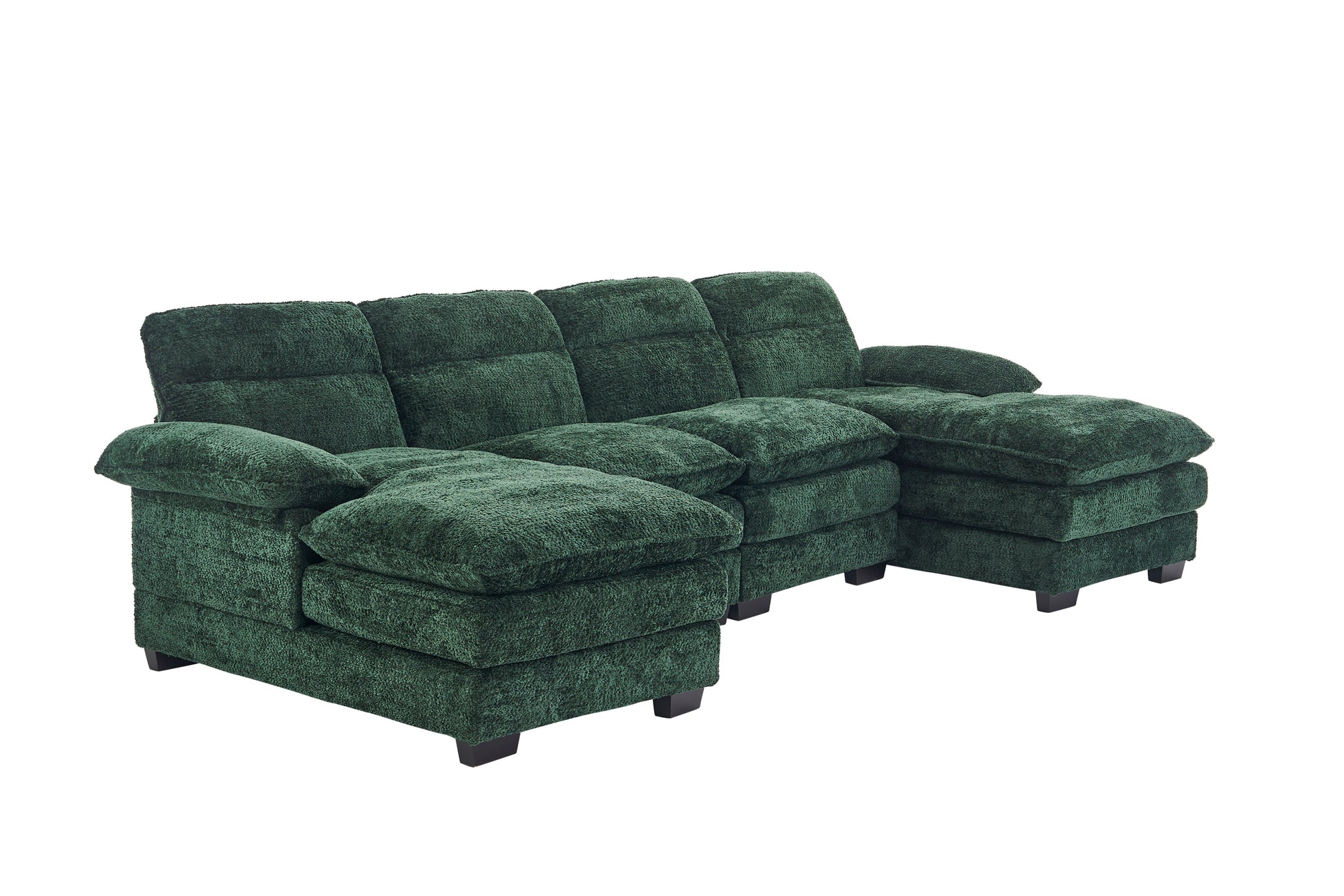 U Shaped Profile Sofa, Including Two Single Seats And Two Chaise, Modular Sofa, Chenille Sofa,Green Green Foam Polyester 4 Seat