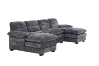 U Shaped Profile Sofa, Including Two Single Seats And Two Chaise, Modular Sofa, Chenille Sofa,Grey Grey Foam Polyester 4 Seat