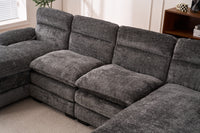 U Shaped Profile Sofa, Including Two Single Seats And Two Chaise, Modular Sofa, Chenille Sofa,Grey Grey Foam Polyester 4 Seat