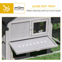 Pawhut 83"L Outdoor Rabbit Hutch, Guinea Pig Cage Indoor Outdoor Wooden Bunny Hutch With Double Runs, Weatherproof Roof, Removable Tray, Ramps, Gray Gray Wood
