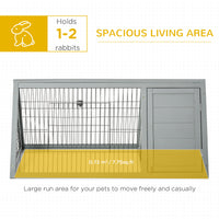 Pawhut 46" X 24" Wooden A Frame Outdoor Rabbit Cage Small Animal Hutch With Outside Run & Ventilating Wire, Grey Gray Wood