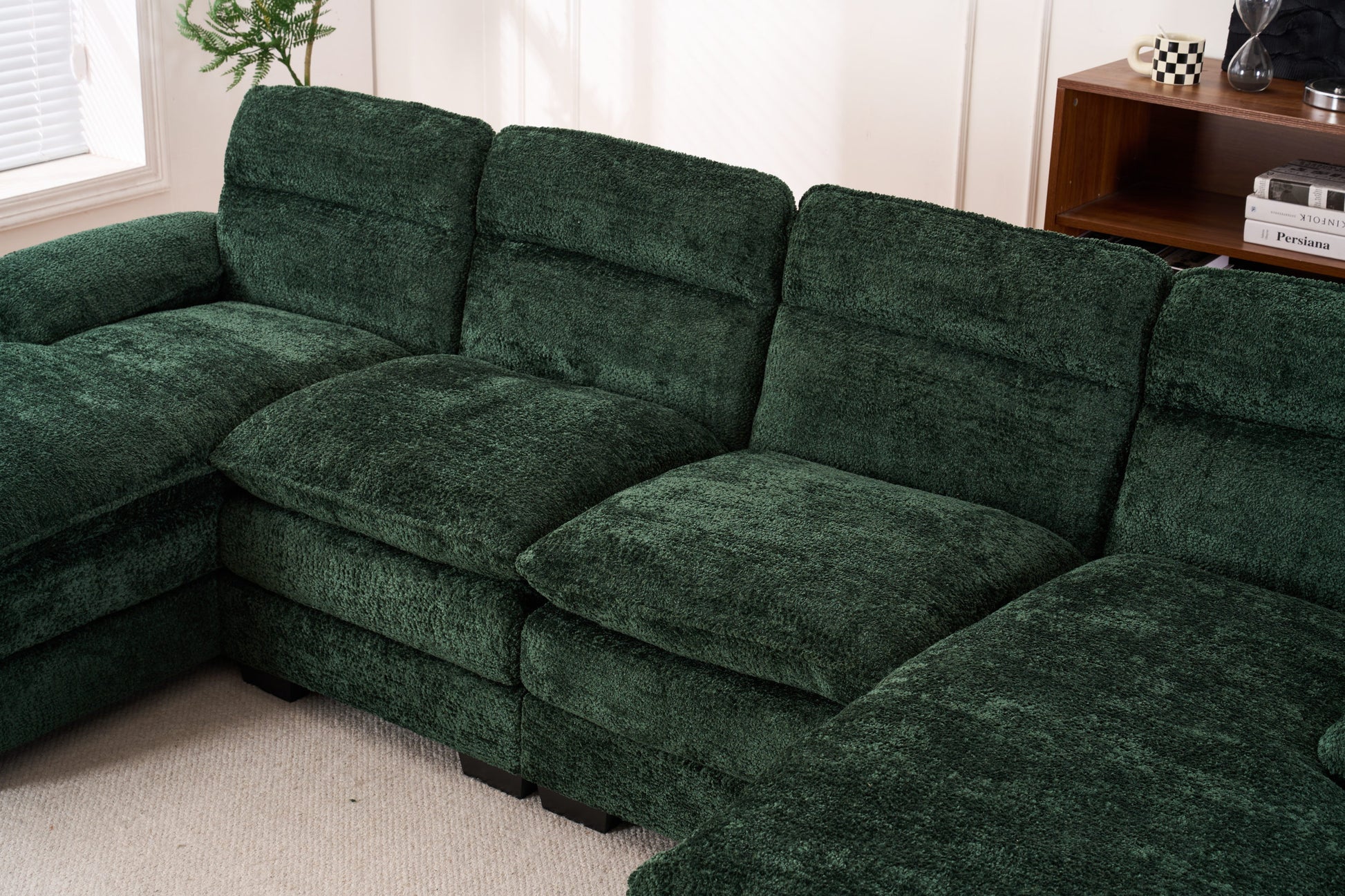 U Shaped Profile Sofa, Including Two Single Seats And Two Chaise, Modular Sofa, Chenille Sofa,Green Green Foam Polyester 4 Seat