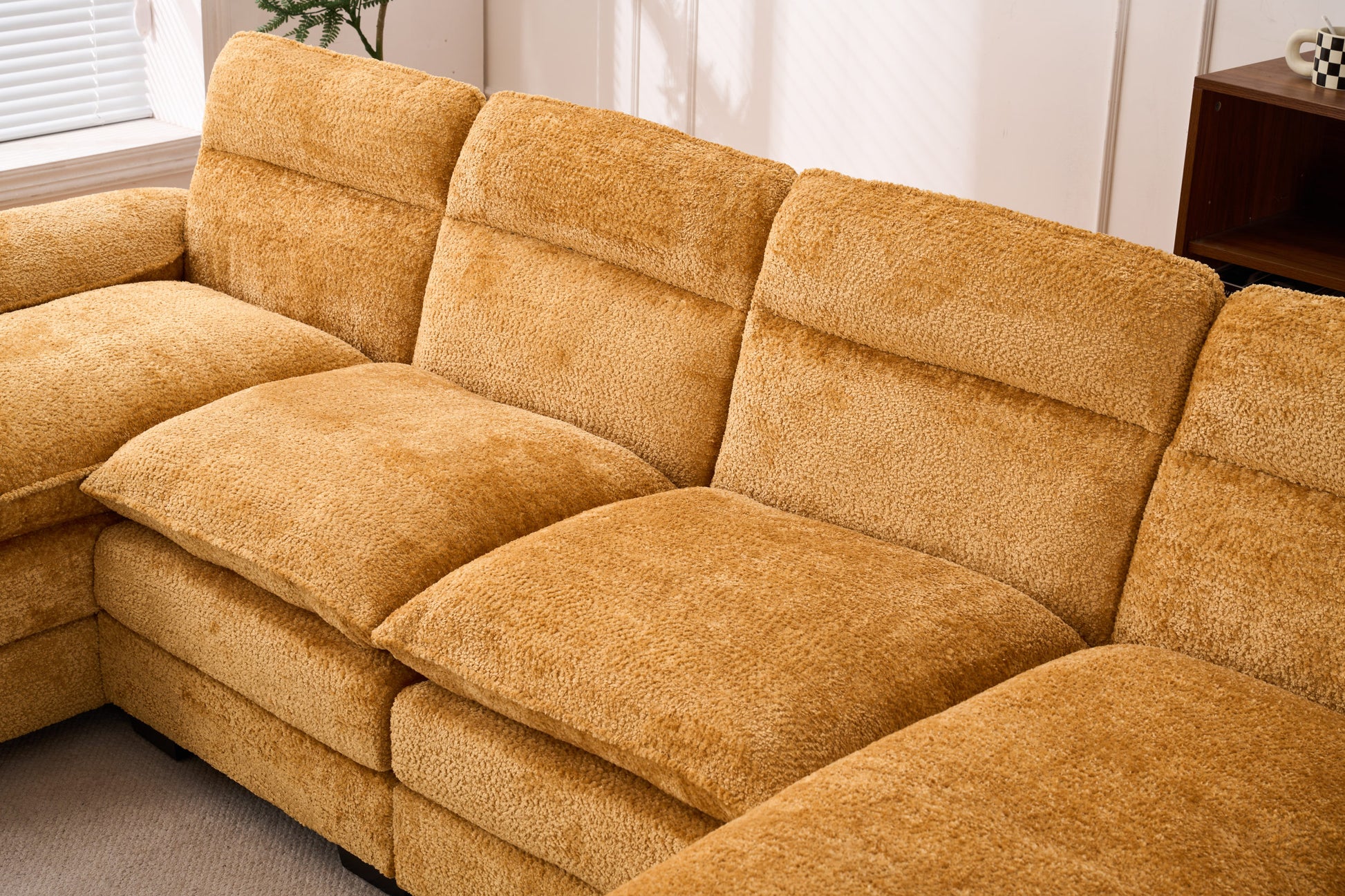 U Shaped Profile Sofa, Including Two Single Seats And Two Chaise, Modular Sofa, Chenille Sofa,Yellow Yellow Foam Polyester 4 Seat