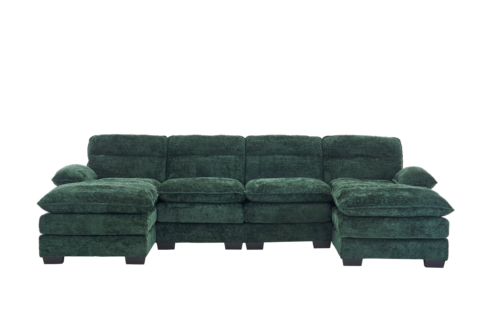 U Shaped Profile Sofa, Including Two Single Seats And Two Chaise, Modular Sofa, Chenille Sofa,Green Green Foam Polyester 4 Seat