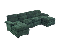 U Shaped Profile Sofa, Including Two Single Seats And Two Chaise, Modular Sofa, Chenille Sofa,Green Green Foam Polyester 4 Seat