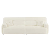 111.81'' Soft Thick Fuzzy Faux Rabbit Fur Couch Sofa ,Luxury Cute Cozy Furry Couch,Plush Warm Fleece Fluffy Ultra Soft Fabric Sofa,Beige. Beige Faux Fur