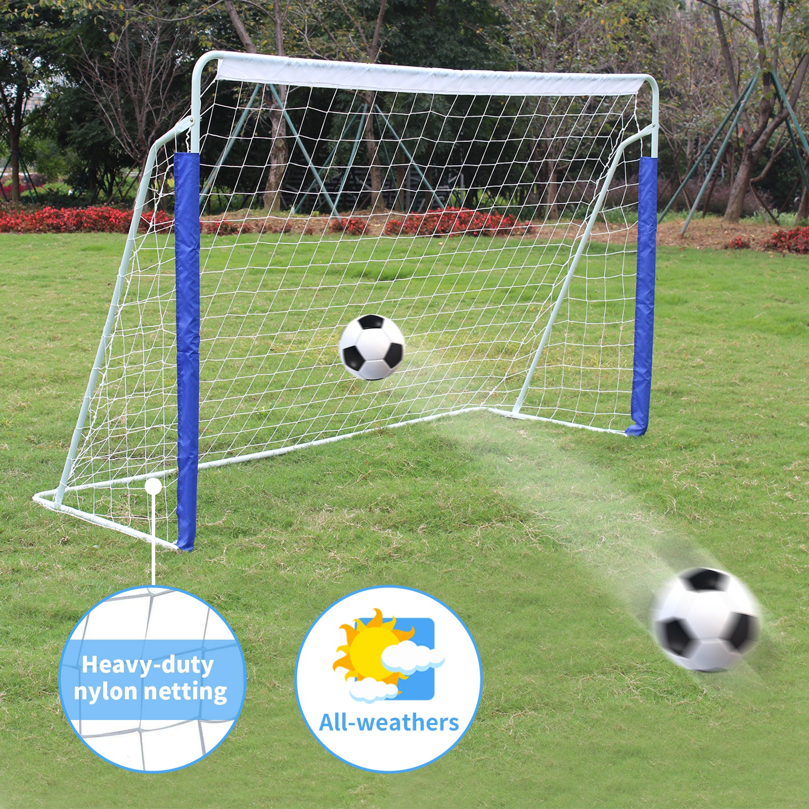 Kids Soccer Goals For Backyard Portable Youth Soccer Goal With Net 8X5 Ft White Iron