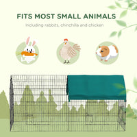Pawhut 87" Small Animal Playpen, Pet Playpen Yard Fence For Rabbits, Chicken, Chinchillas With Roof For Indoor & Outdoor, Green Green Steel