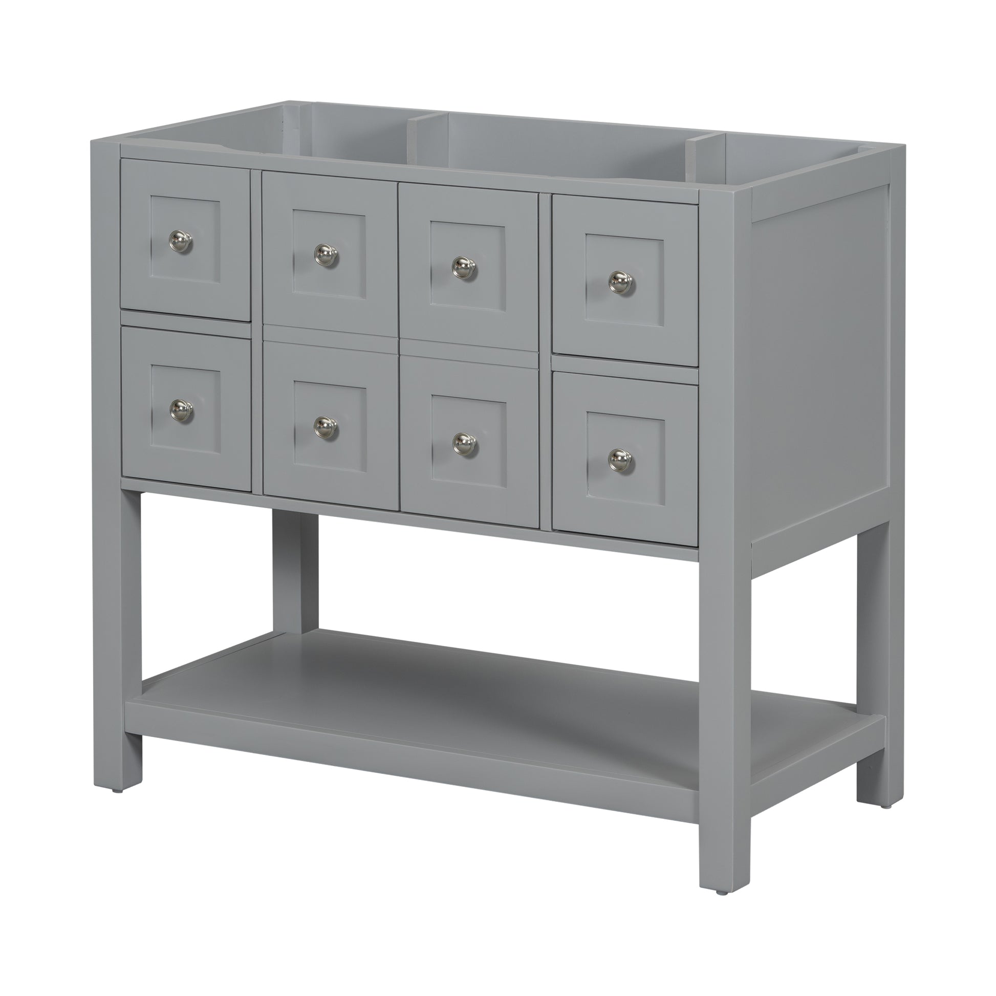 36'' Bathroom Vanity Without Sink,Free Standing Vanity Set With 4 Drawers& Soft Closing Doors,Solid Wood Frame Bathroom Storage Cabinet Only 4 Grey 2 2 Adjustable Hinges Bathroom Freestanding Solid Wood Mdf Painted