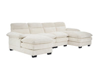 U Shaped Profile Sofa, Including Two Single Seats And Two Chaise, Modular Sofa, Chenille Sofa,White White Foam Polyester 4 Seat