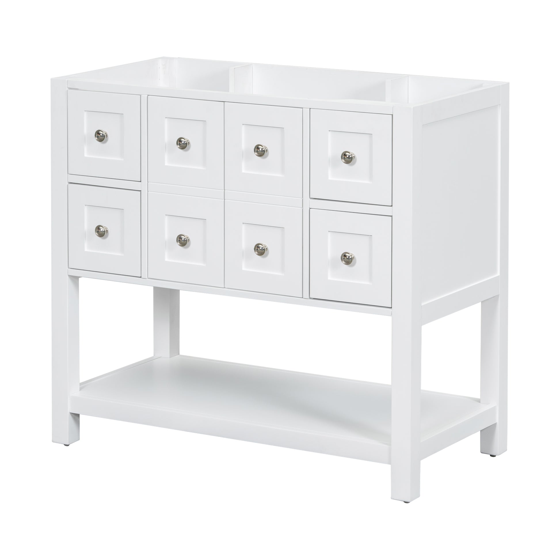 36'' Bathroom Vanity Without Sink,Free Standing Vanity Set With 4 Drawers& Soft Closing Doors,Solid Wood Frame Bathroom Storage Cabinet Only 4 White 2 2 Adjustable Hinges Bathroom Freestanding Solid Wood Mdf Painted