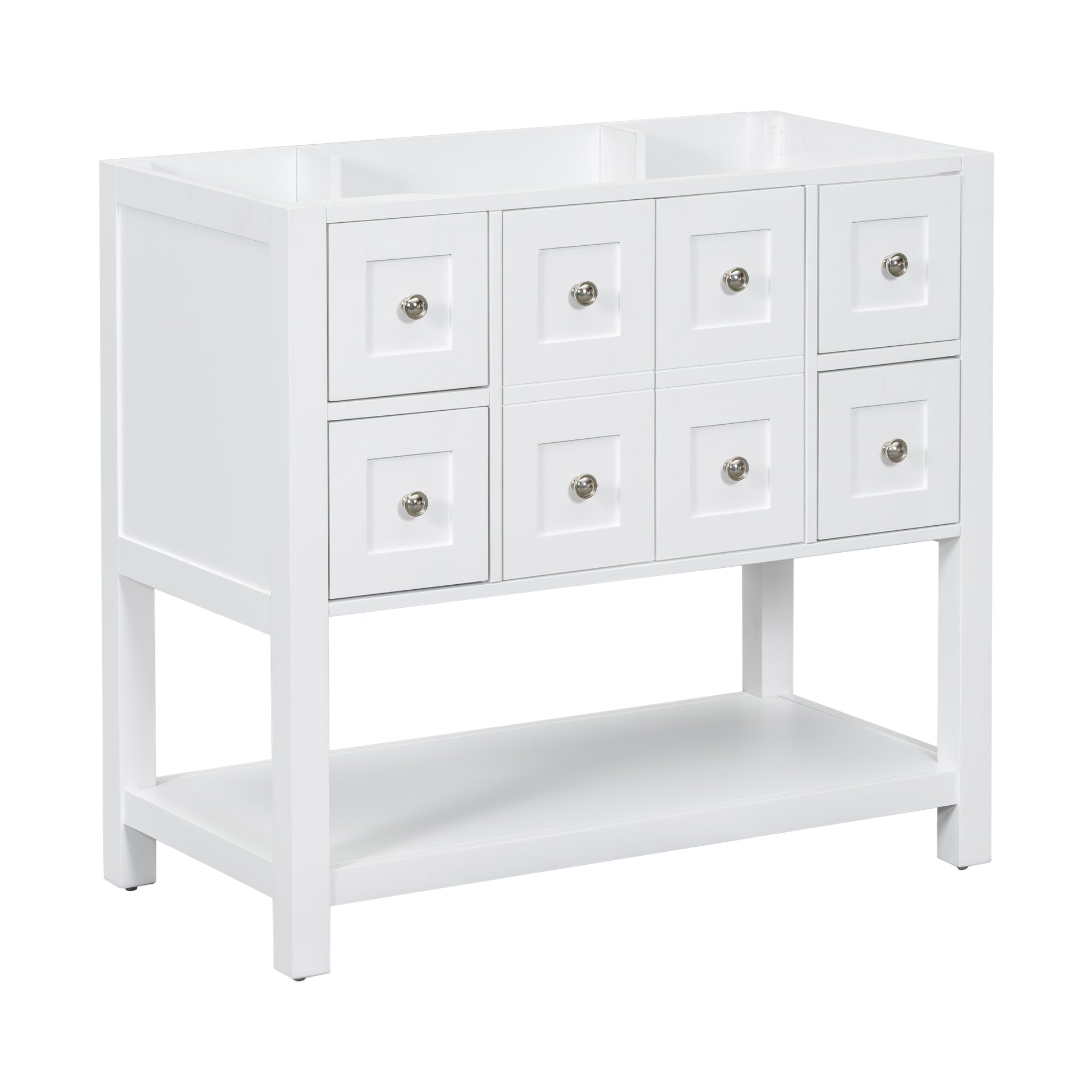 36'' Bathroom Vanity Without Sink,Free Standing Vanity Set With 4 Drawers& Soft Closing Doors,Solid Wood Frame Bathroom Storage Cabinet Only 4 White 2 2 Adjustable Hinges Bathroom Freestanding Solid Wood Mdf Painted