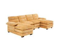 U Shaped Profile Sofa, Including Two Single Seats And Two Chaise, Modular Sofa, Chenille Sofa,Yellow Yellow Foam Polyester 4 Seat