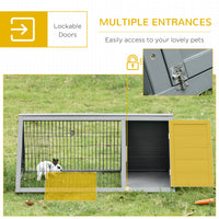 Pawhut 46" X 24" Wooden A Frame Outdoor Rabbit Cage Small Animal Hutch With Outside Run & Ventilating Wire, Grey Gray Wood