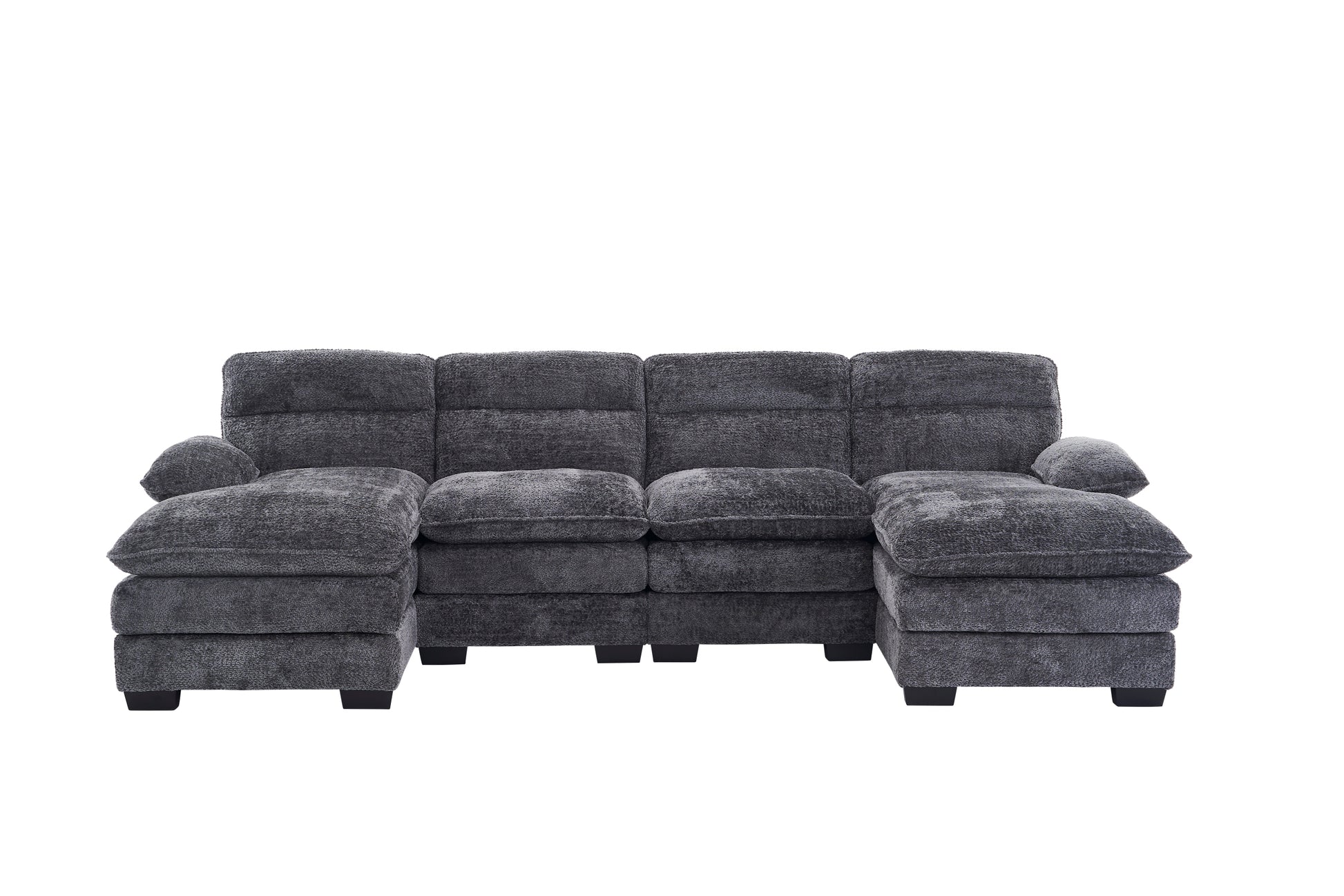 U Shaped Profile Sofa, Including Two Single Seats And Two Chaise, Modular Sofa, Chenille Sofa,Grey Grey Foam Polyester 4 Seat