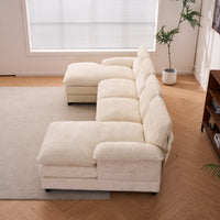 U Shaped Profile Sofa, Including Two Single Seats And Two Chaise, Modular Sofa, Chenille Sofa,White White Foam Polyester 4 Seat