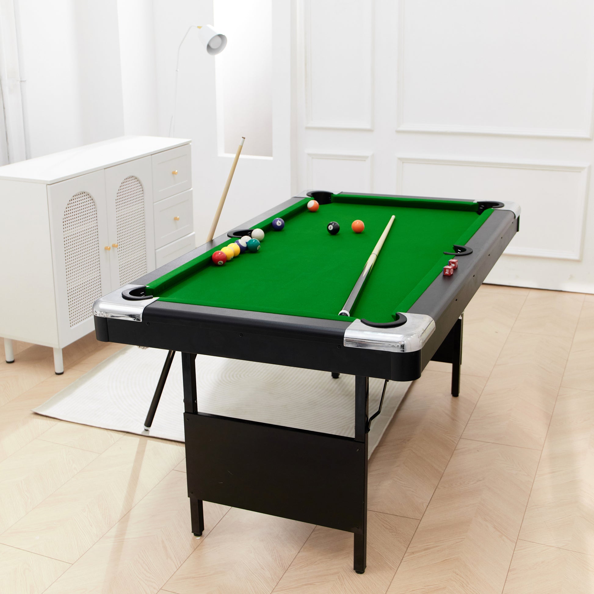 6.3Ft Billiard Table, 6.3Ft Game Table,Billiards, Pool Table, Children'S Billiard Table, Children'S Pool Table, Family Game Table, Table Pool, Indoor Game, Home Used Pool Table, Ball Game, Family Game Balls Sports Black Without Foldable American