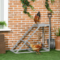 Pawhut Chicken Activity Play For Healthy & Happy Animals, Swing Set With Chicken Perches & Hen Ladder, Chicken Coop Toy, Gray Gray Wood