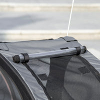 Aosom Dog Bike Trailer, Pet Bike Wagon With Steel Frame, Hitch Coupler, Quick Release Wheels, Reflectors, Flag, Pet Travel Carrier For Medium Dogs, Black Black Steel