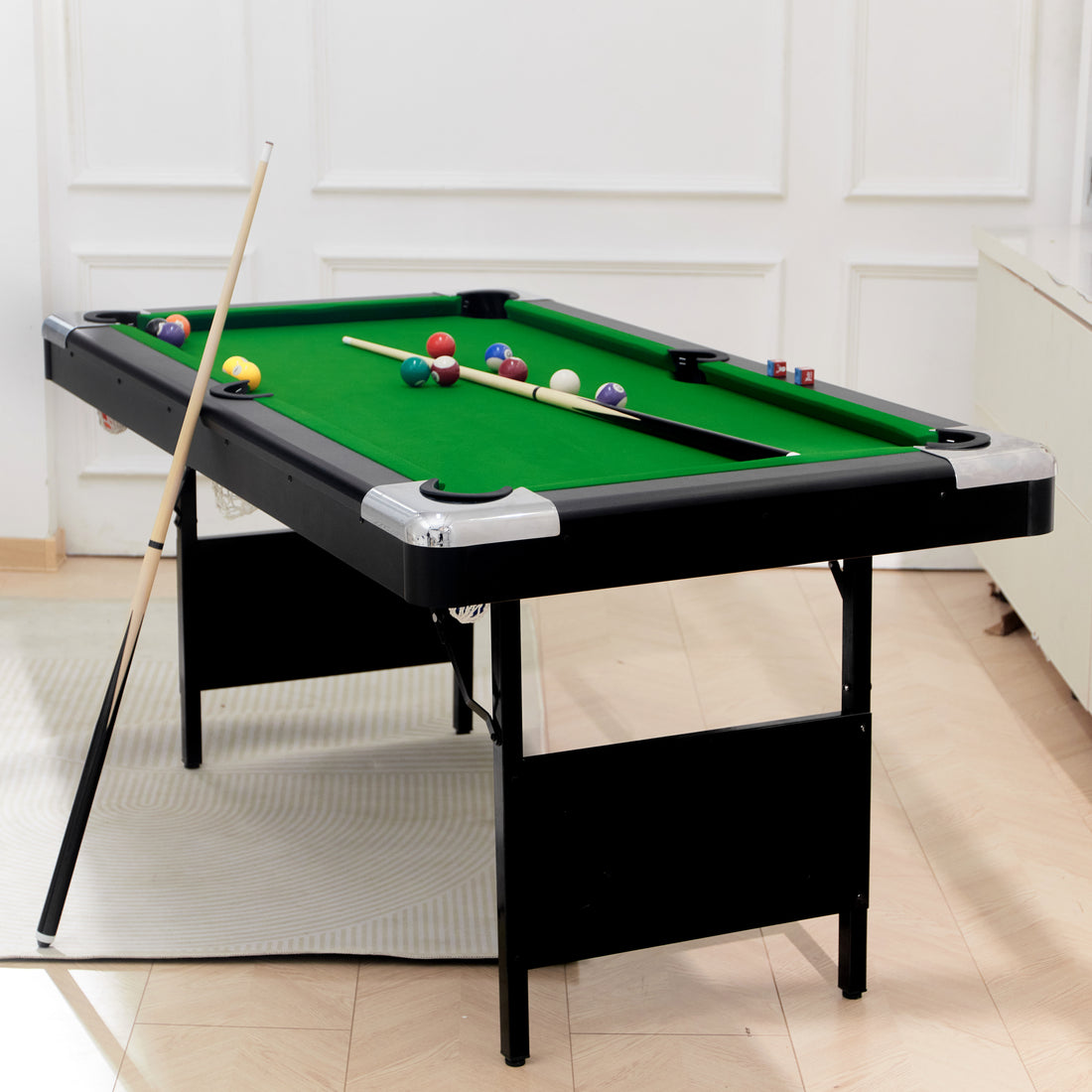 6.3Ft Billiard Table, 6.3Ft Game Table,Billiards, Pool Table, Children'S Billiard Table, Children'S Pool Table, Family Game Table, Table Pool, Indoor Game, Home Used Pool Table, Ball Game, Family Game Balls Sports Black Without Foldable American