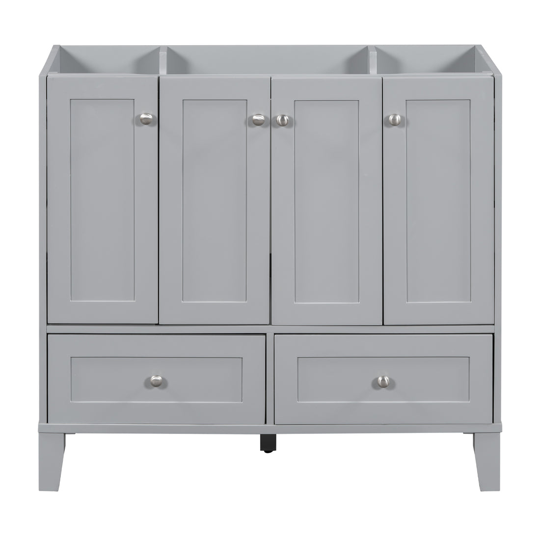 36'' Bathroom Vanity Without Countertop,Solid Wood Frame Bathroom Storage Cabinet Only, Freestanding Vanity With 4 Soft Closing Doors& 2 Drawers 2 Grey 4 5 Adjustable Shelves Freestanding Solid Wood Mdf Painted