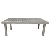 Balcones Outdoor Furniture, Wicker Rectangular Dining Table, Gray Gray Aluminium Wicker