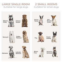 Pawhut Dog Crate Furniture For Large Dogs Or Double Dog Kennel For Small Dogs With Shelves, Sliding Doors, 47" X 23.5" X 35", Oak Natural Steel