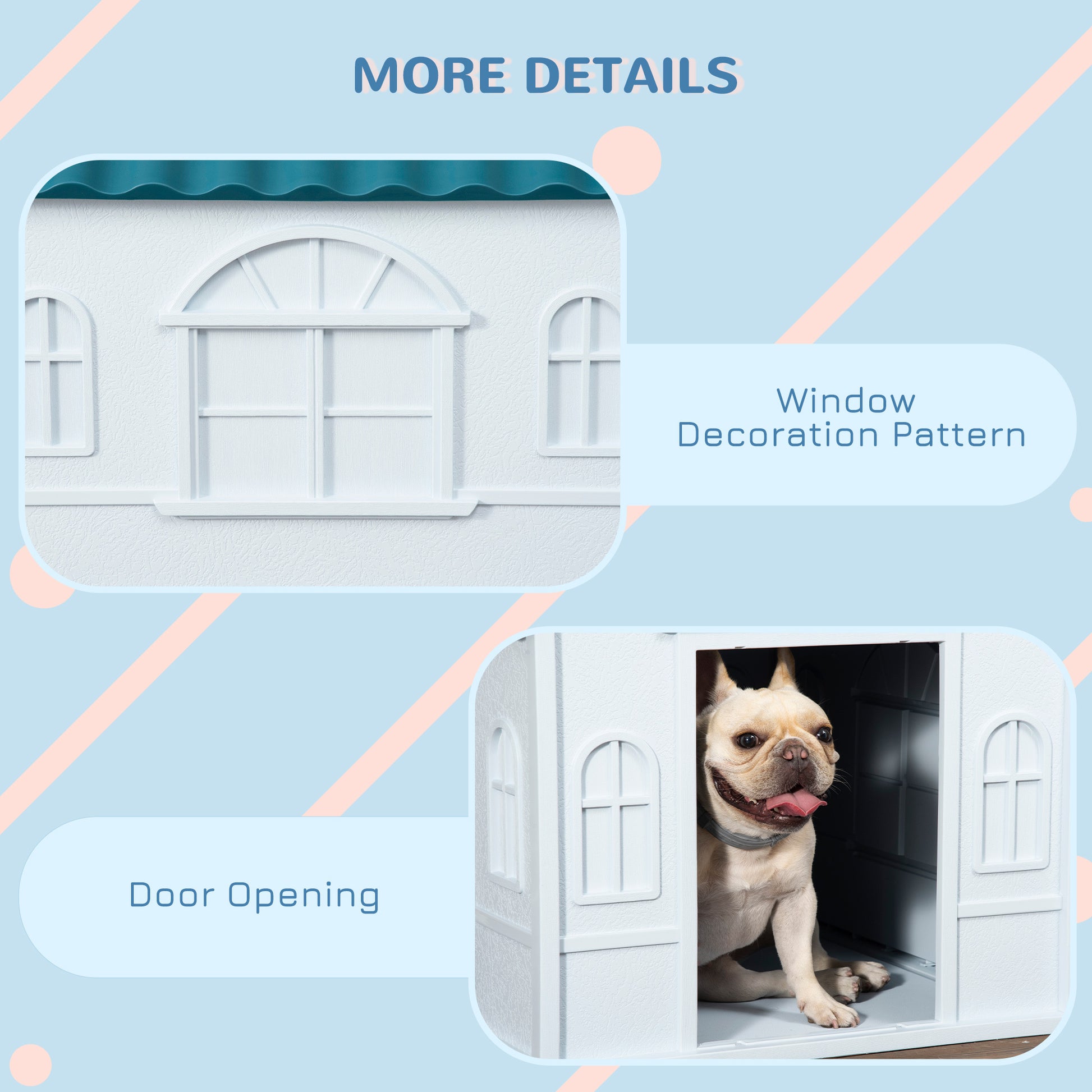 Pawhut Plastic Dog House, Water Resistant Puppy Shelter Indoor Outdoor With Door, Easy To Assemble, For Medium And Small Dogs, Blue Blue Polypropylene