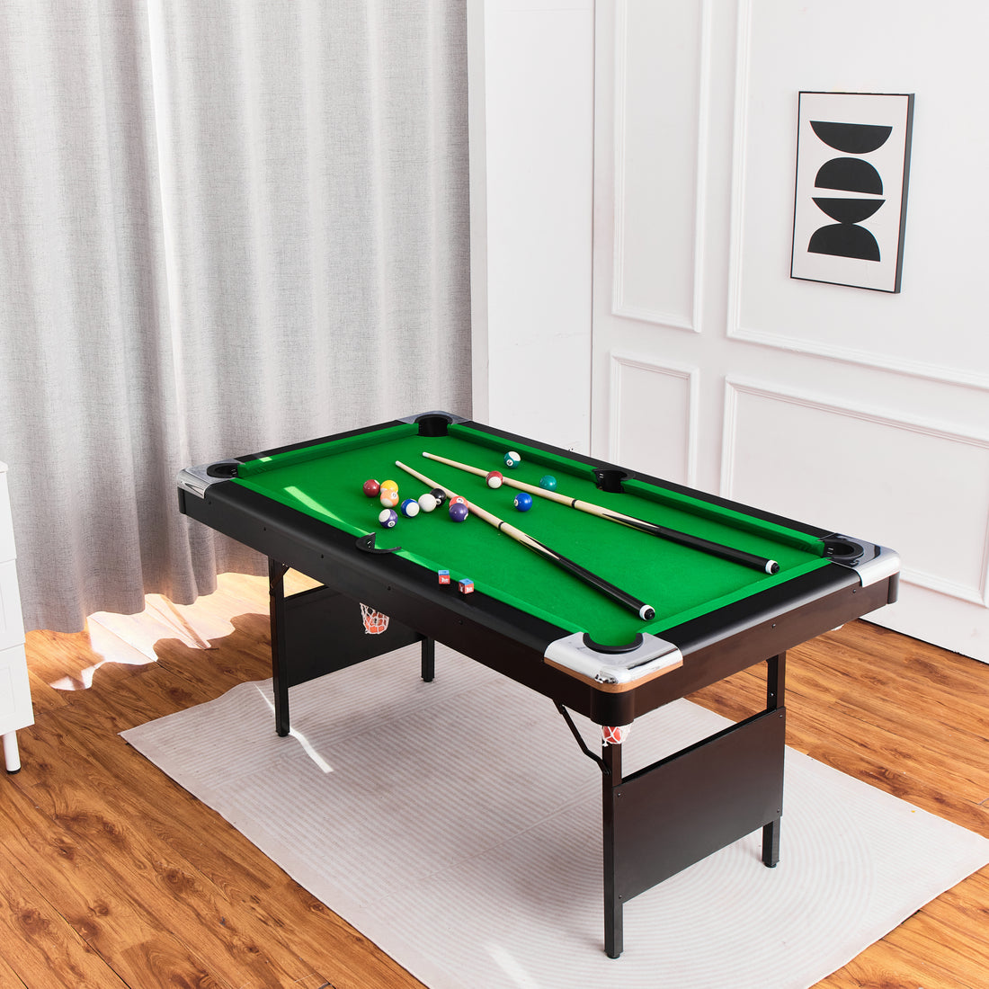 6.3Ft Billiard Table, 6.3Ft Game Table,Billiards, Pool Table, Children'S Billiard Table, Children'S Pool Table, Family Game Table, Table Pool, Indoor Game, Home Used Pool Table, Ball Game, Family Game Balls Sports Black Without Foldable American