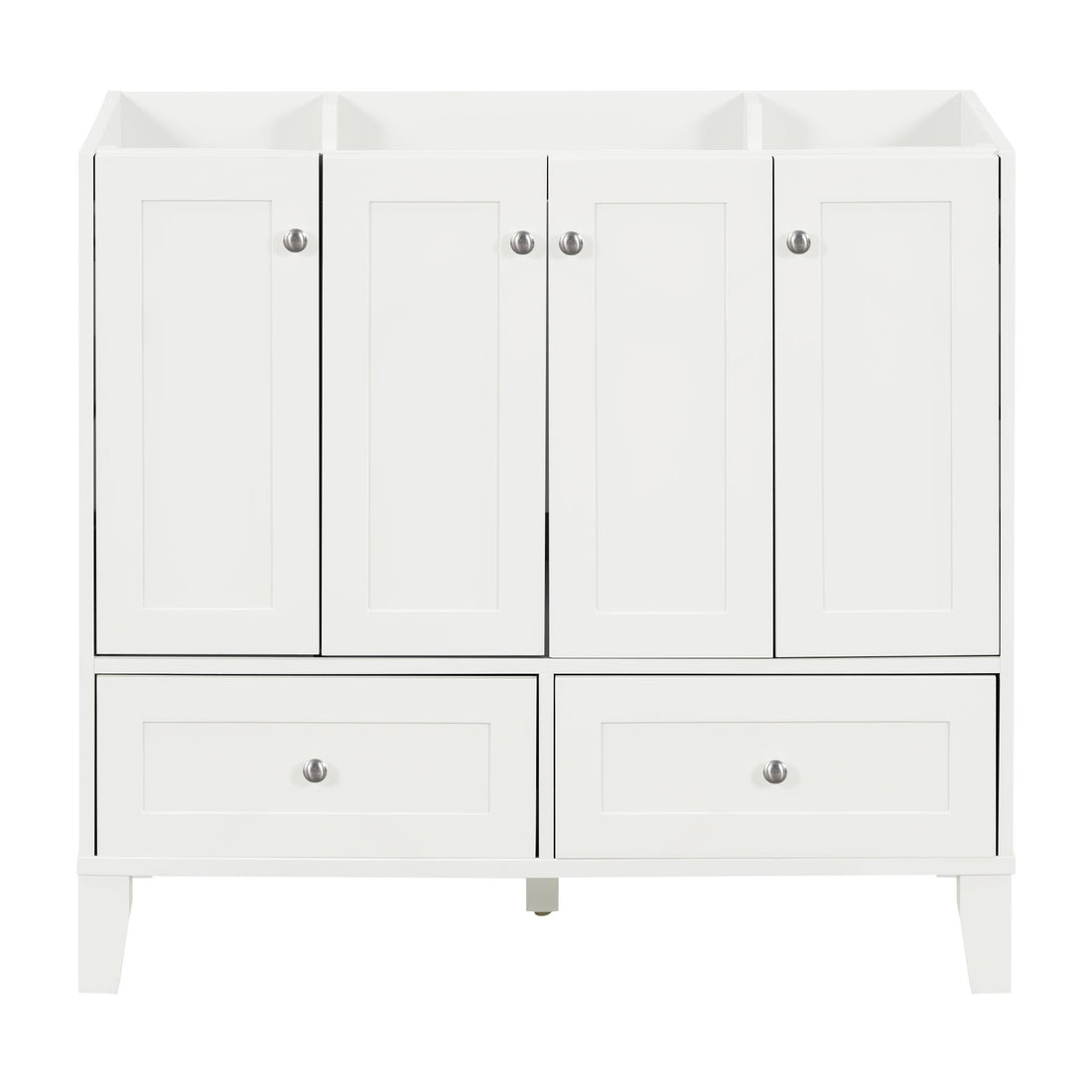 36'' Bathroom Vanity Without Countertop,Solid Wood Frame Bathroom Storage Cabinet Only, Freestanding Vanity With 4 Soft Closing Doors& 2 Drawers 2 White 4 5 Adjustable Shelves Freestanding Solid Wood Mdf Painted