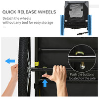 Aosom Dog Bike Trailer, Pet Bike Wagon With Steel Frame, Hitch Coupler, Quick Release Wheels, Reflectors, Flag, Pet Travel Carrier For Medium Dogs, Black Black Steel