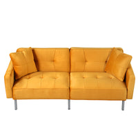 Orisfur. Linen Upholstered Modern Convertible Folding Futon Sofa Bed For Compact Living Space, Apartment, Dorm, Yellow Yellow Foam Linen