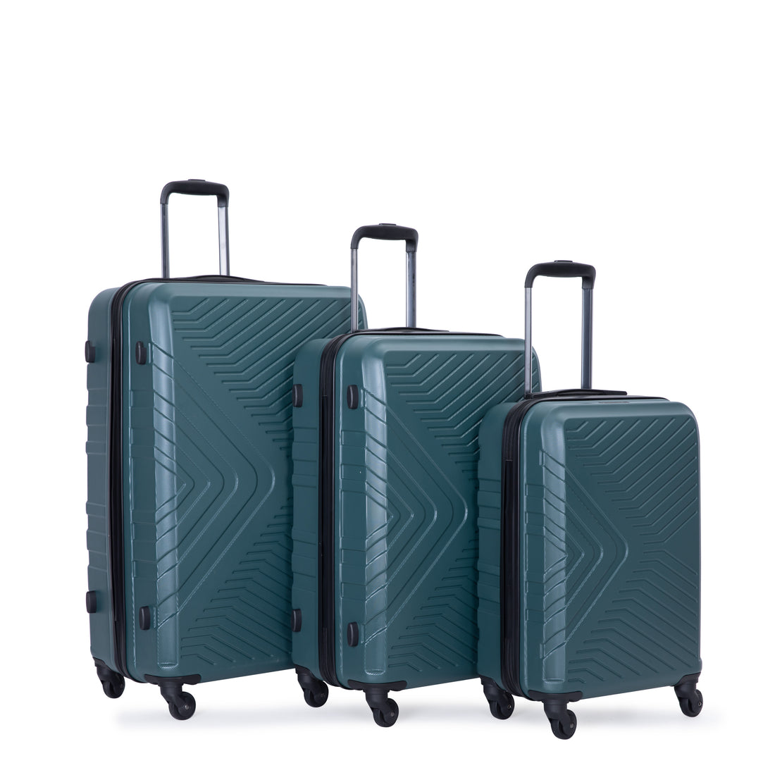 3 Piece Luggage Sets Abs Lightweight Suitcase With Two Hooks, Spinner Wheels, Tsa Lock, 20 24 28 , Dark Green Dark Green Abs