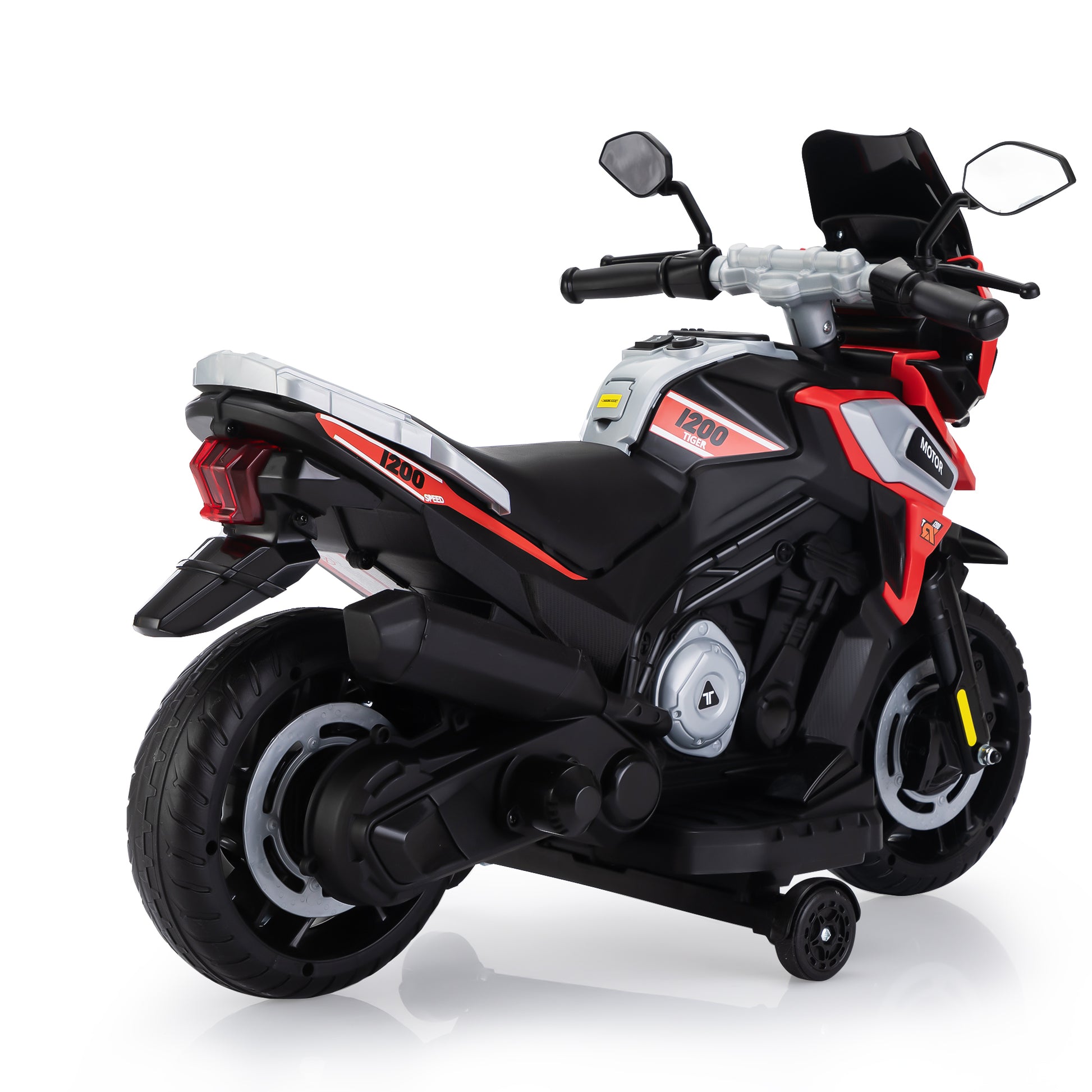 12V Off Road Motorcycleelectric Motor Toy Bike With Training Wheels For Kids 3 6, Red Red Polypropylene