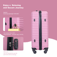 3 Piece Luggage Sets Abs Lightweight Suitcase With Two Hooks, Spinner Wheels, Tsa Lock, 20 24 28 Pink Pink Abs