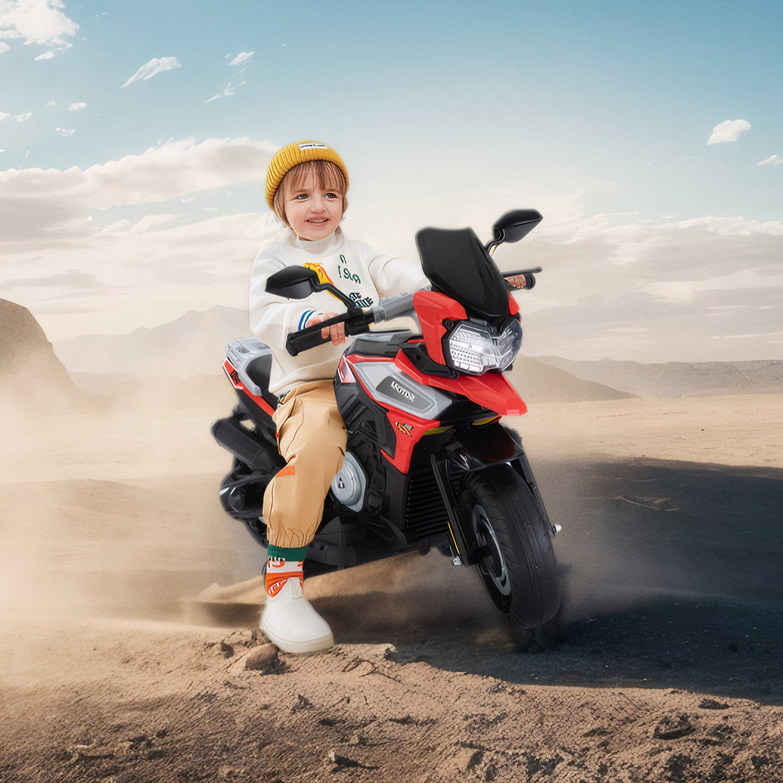 12V Off Road Motorcycleelectric Motor Toy Bike With Training Wheels For Kids 3 6, Red Red Polypropylene