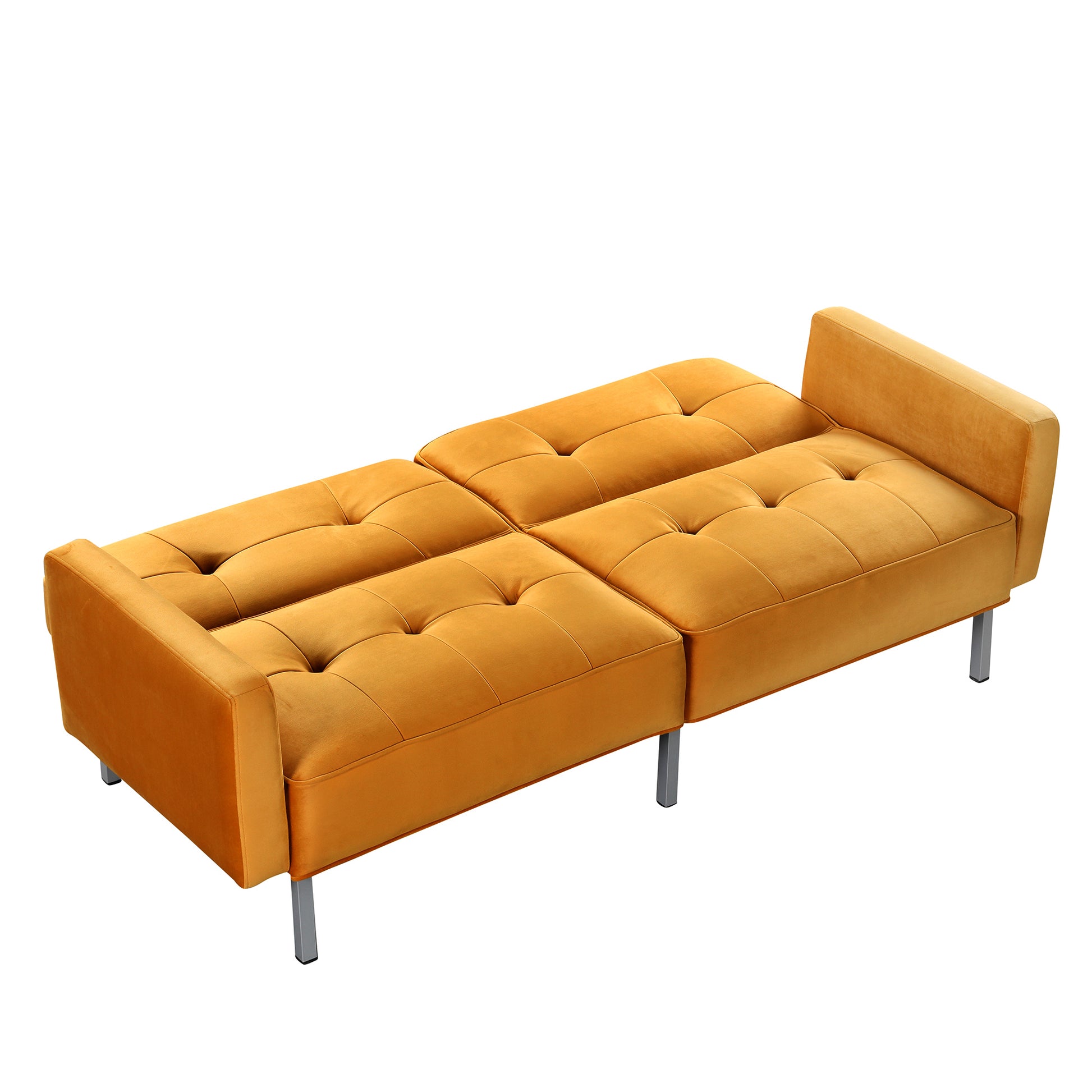 Orisfur. Linen Upholstered Modern Convertible Folding Futon Sofa Bed For Compact Living Space, Apartment, Dorm, Yellow Yellow Foam Linen