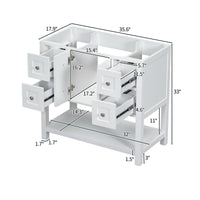 36'' Bathroom Vanity Without Sink,Free Standing Vanity Set With 4 Drawers& Soft Closing Doors,Solid Wood Frame Bathroom Storage Cabinet Only 4 White 2 2 Adjustable Hinges Bathroom Freestanding Solid Wood Mdf Painted