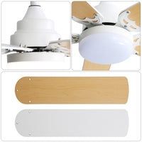 42 Inch Modern With 3 Color Dimmable Light 5 Blades Remote Control Reversible Dc Motor White White Mdf