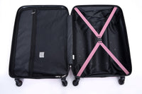 3 Piece Luggage Sets Abs Lightweight Suitcase With Two Hooks, Spinner Wheels, Tsa Lock, 20 24 28 , Pink Pink Abs