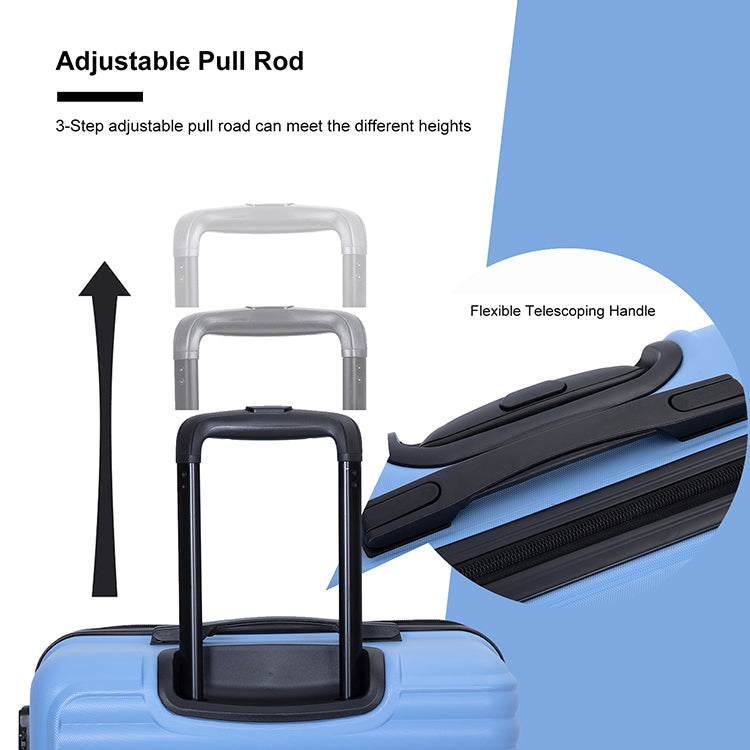 3 Piece Luggage Sets Abs Lightweight Suitcase With Two Hooks, Spinner Wheels, Tsa Lock, 20 24 28 Light Blue Light Blue Abs