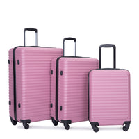 3 Piece Luggage Sets Abs Lightweight Suitcase With Two Hooks, Spinner Wheels, Tsa Lock, 20 24 28 Pink Pink Abs