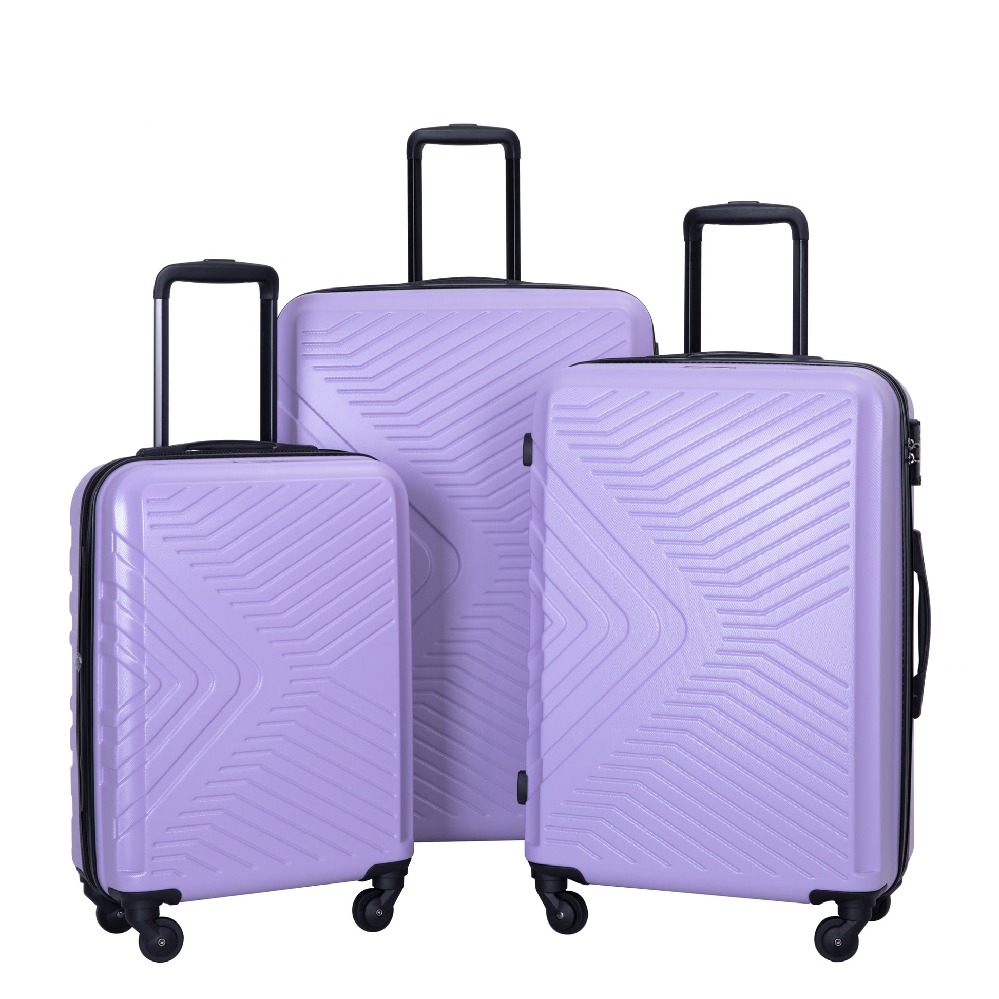 3 Piece Luggage Sets Abs Lightweight Suitcase With Two Hooks, Spinner Wheels, Tsa Lock, 20 24 28 , Light Purple Light Purple Abs