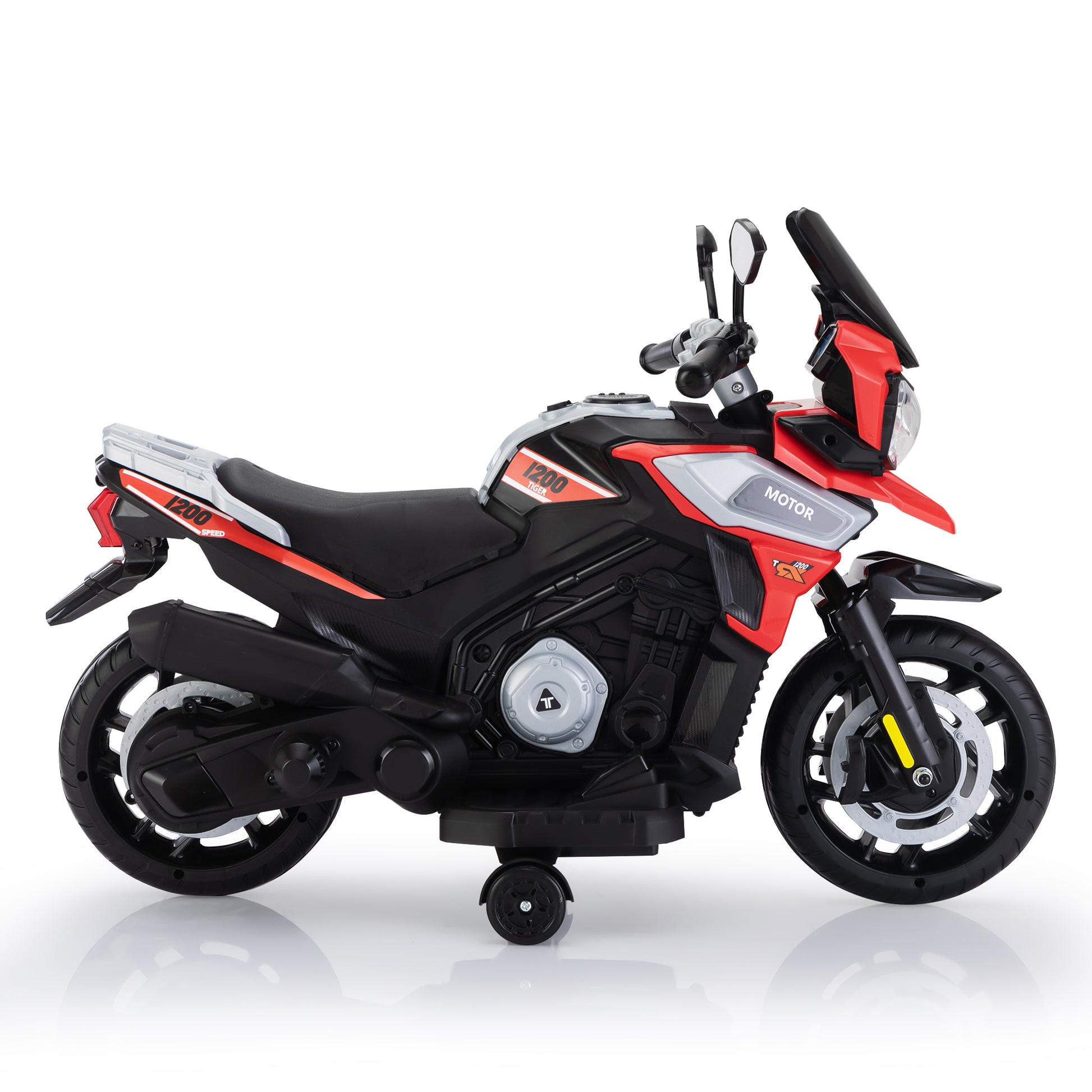 12V Off Road Motorcycleelectric Motor Toy Bike With Training Wheels For Kids 3 6, Red Red Polypropylene