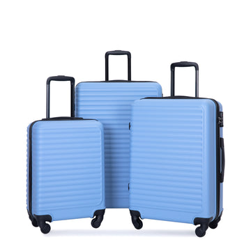 3 Piece Luggage Sets Abs Lightweight Suitcase With Two Hooks, Spinner Wheels, Tsa Lock, 20 24 28 Light Blue Light Blue Abs