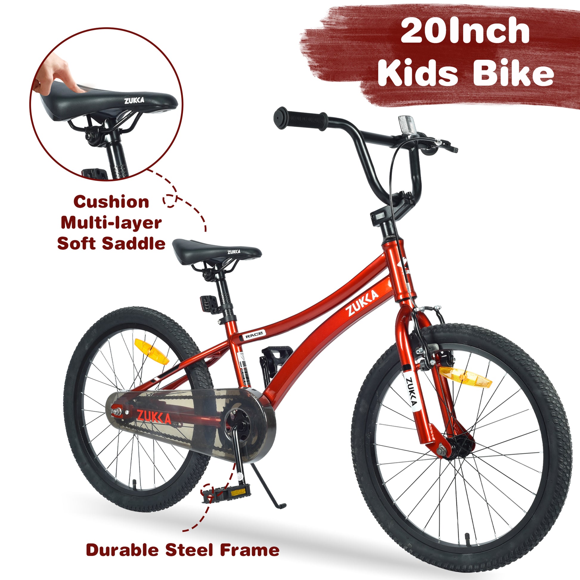 Kids Bike,20 Inch Kids' Bicycle For Boys Age 7 10 Years,Multiple Colors Cycling Red Garden & Outdoor Steel